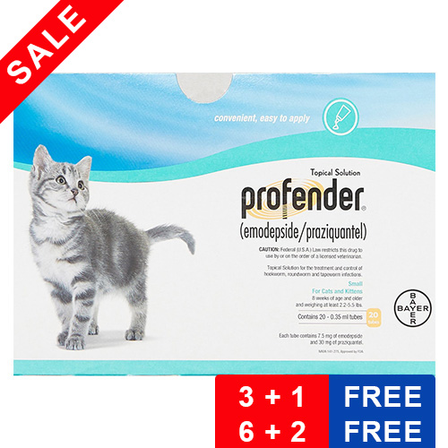 Profender Small Cats & Kittens 0.35 Ml 2.2-5.5 Lbs 6 + 2 Doses Free